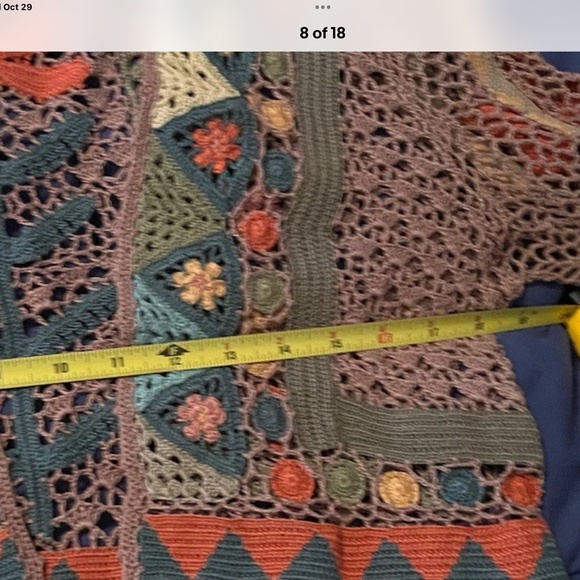Peruvian Connection hand crocheted art to wear masterpiece floral open cardigan. - Picture 13 of 16